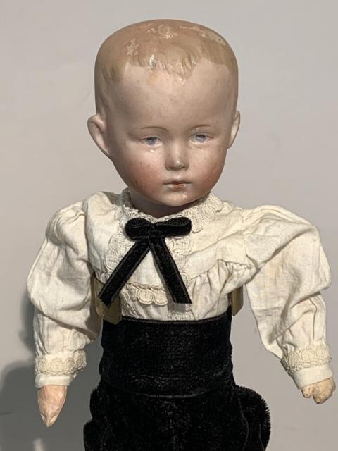 petit personnage de maison de poupée vintage en plâtre polychrome