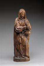 Sainte Marthe. SCULPTURE en bois naturel sculpté en ronde-bosse à...