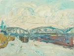 Jacques TRUPHEMUS (1922-2017). "Pont à Perrache, Lyon, circa 1964". Huile...