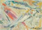 Jacques TRUPHEMUS (1922-2017). "Les poissons, 1965". Huile sur carton toilé,...