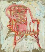 Jacques TRUPHEMUS (1922-2017). "Fauteuil rose en rotin". Huile sur papier...