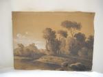 Eugène FOREST (1808 -1891), "Paysage Animé" crayon et rehaut de...