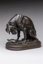 Henri Alfred Jacquemart (1824-1896)
" Chien Saint-Hubert à la tortue "
Groupe...