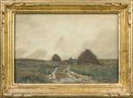 Paul ROUX (1845-1918). " Chemin près des meules ". Aquarelle...