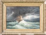 Alfred GODCHAUX (1835-1895). " Bateau dans la tempête ". Huile...