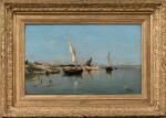 Adolphe APPIAN (1818-1898). " Les Martigues ". Huile sur panneau....