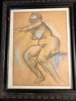 Samuel MUTZNER (1884-1959). Femme assise. Fusain sur papier Signé en...