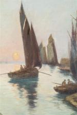 Mathurin JANSSAUD (1857-1940). " Retour de pêche, bretonnes dans l'attente...