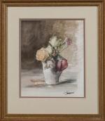 Léon GARRAUD (1877-1961)," Fleurs dans un pot ", aquarelle sur...