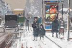 Edouard CORTES (1882-1969). "Paris, porte Saint-Martin en hiver". Gouache sur...