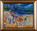 Paul BRAUDEY (né en 1930) "Plage à Dinard ", Huile...