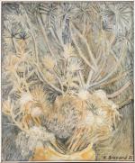 Roger BRAVARD (1923-2015), "Chardons dorés", 1972, huile sur carton toilé...