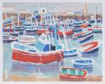 Roger BRAVARD (1923-2015), "Barques dans le port", 1972, gouache sur...