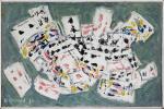 Roger BRAVARD (1923-2015). "Cartes à jouer" - 1970. Huile sur...