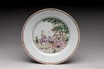 COMPAGNIE des INDES- "La cueillette des cerises". ASSIETTE en porcelaine...