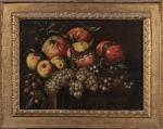 ECOLE ITALIENNE du XVIIème siècle, entourage d'Abraham BRUEGHEL. Nature morte...