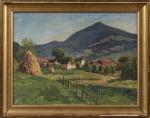 Louis Charles WUHRER (XIXème-XXème siècle). " Paysage aux meules de...