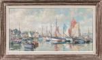 Léopold PERNES (1912-1980). " Port de Concarneau ". Huile sur...