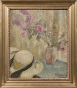 Otto VAUTIER (1863-1919), " Fleurs et chapeau ", 1919. Huile...