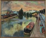 Willy EISENSCHITZ (1889-1974), " Péniche sur la Seine ", 1964....