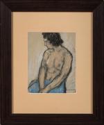 Pierre COMBET-DESCOMBES (1885-1966), " Femme assise, buste nu ".Pastel sur...