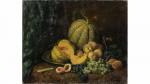 Félix Alfred BONNET (1847-1925)." Nature morte aux melons et aux...