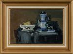 Roger BERTIN (1915-2003),
Nature-morte aux pommes et à la cafetière,
Huile sur...