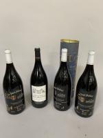 4 magnums rouge divers : 3 magnums Côteaux du Lyonnais,...