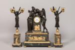 THOMIRE, CANOVA et FILON : garniture de cheminée, en bronze...