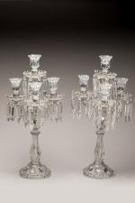 Dans le goût de BACCARAT. Paire de CANDELABRES en cristal...