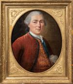 École FRANCAISE du XIXème siècle
Portrait de gentilhomme en veste rouge...