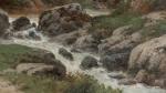 Horace-Antoine FONVILLE (1832-1914). " Paysage au torrent ". Huile sur...