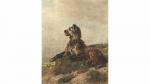 Charles HERRMANN LÉON (1838-1907) Chien de berger. Huile sur