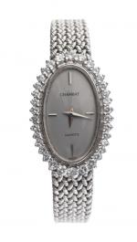 CHAMBAT - BRACELET MONTRE de dame en or gris 750/°°,...