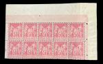 Timbre N°104- Bloc de 10 timbres: 50c rose, 3 bords...