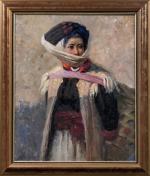 Yin RONGSHENG (1830-2005).
Portrait d'une femme chinoise en costume, 1994.
Huile sur...