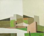 Michel THOMPSON (1921-2007), 
Paysage aux cubes beige et vert
Huile sur...