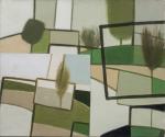 Michel THOMPSON (1921-2007).
Paysage aux cubes verts et beiges.
Huile sur toile.
Signée...