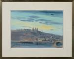 Jacques COQUILLAY (Né en 1935).
La colline de Fourvière au crépuscule.
Pastel...