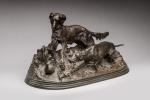 Pierre-Jules MENE (1810-1879). Chasse à la perdrix. Bronze à patine...