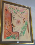 André MASSON (1896-1987). "Visage". Lithographie, numérotée au crayon en bas...