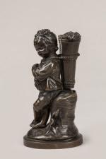 ECOLE FRANCASIE du XIXe siècle. "Le petit vendangeur". Bronze à...