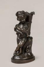 ECOLE FRANCASIE du XIXe siècle. "Le petit vendangeur". Bronze à...