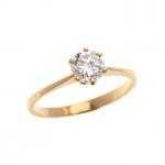 BAGUE solitaire en or jaune 750/°° et diamant de 0.60...