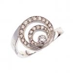 BAGUE "Tourbillon" en or blanc 750/°° et diamants, le central...