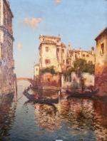 Albert-Ferdinand DUPRAT 51882-1974°  "gondoles  à  Venise". Huile...