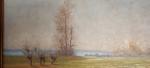 Léon Marie BENOIT (?-1907) . Paysage des Dombes. Huile sur...