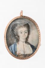 ECOLE FRANCAISE fin XVIIIème siècle. Portrait de jeune fille en...