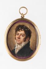 ECOLE FRANCAISE vers 1830. Portrait de jeune homme en habit...