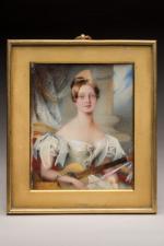 ECOLE FRANCAISE du XIXème siècle. Portrait de jeune femme. Grande...